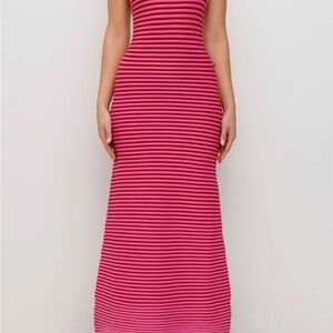 Elegant Pink Striped Maxi Dress